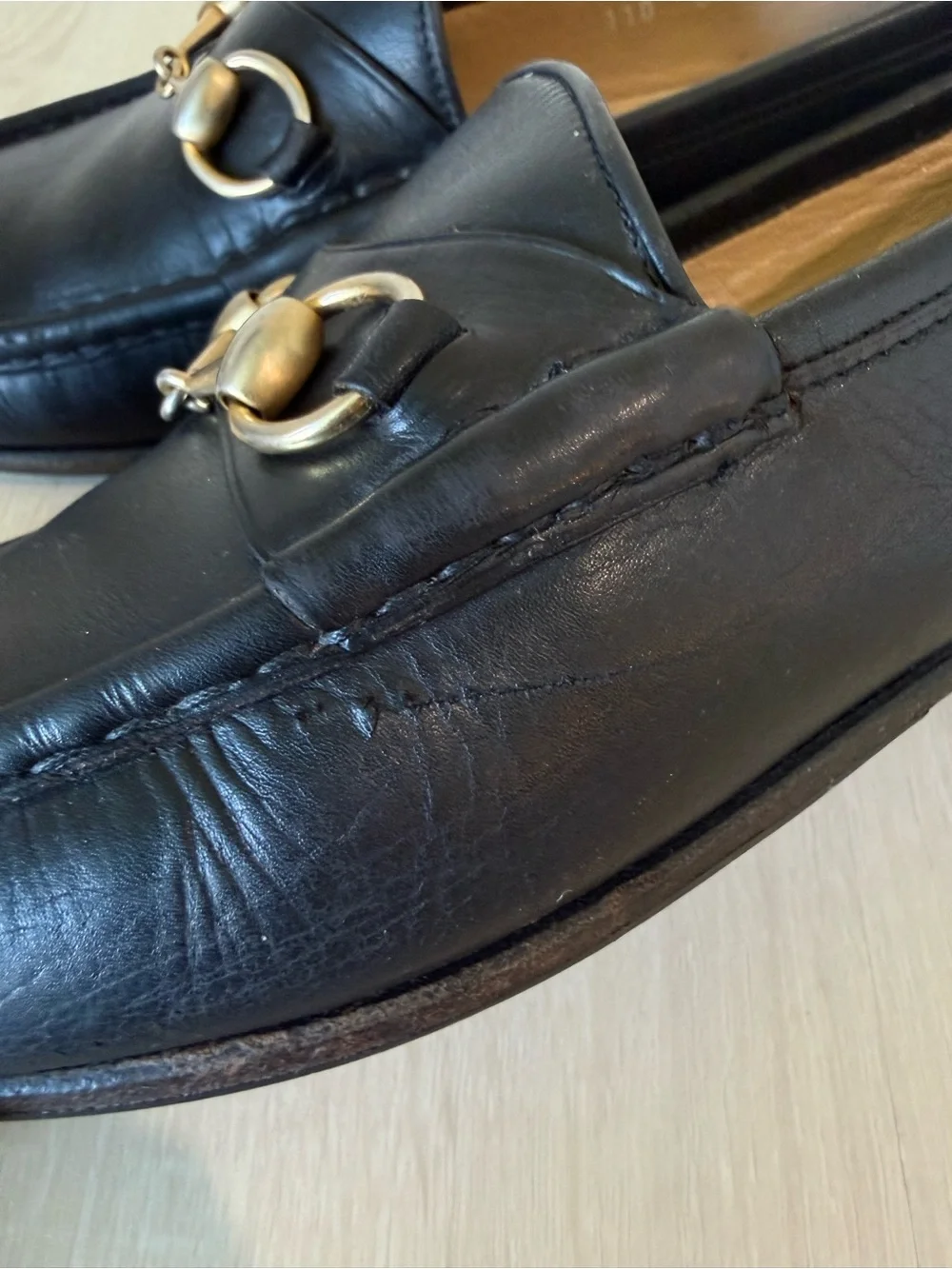 Gucci Men’s Black Leather Horsebit Loafers Size 42.5 D Made in Italy